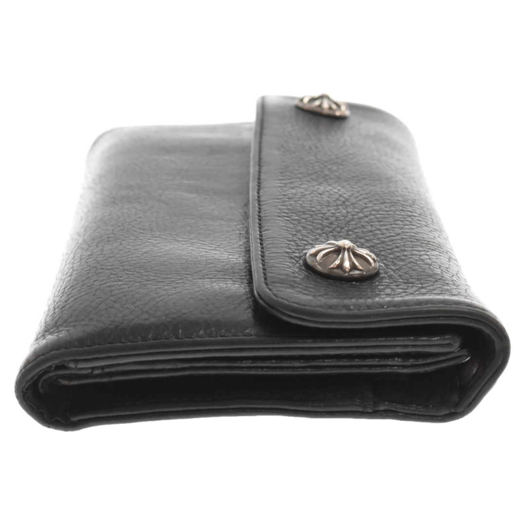 CHROME HEARTS クロムハーツ WAVE CROSS BALL/ウェーブ クロスボールボタンレザーウォレット財布 長財布 ブラック CHROME HEARTS クロムハーツ WAVE CROSS BALL/ウェーブ クロスボールボタンレザーウォレット財布 長財布 ブラック