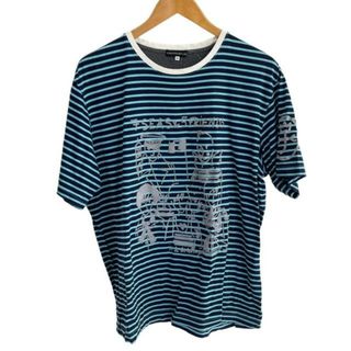 カステルバジャック(CASTELBAJAC)のCastelbajac(カステルバジャック) 半袖Tシャツ サイズ50 メンズ美品  - ダークネイビー×ライトブルー×ダークグレー クルーネック/ボーダー(Tシャツ/カットソー(半袖/袖なし))