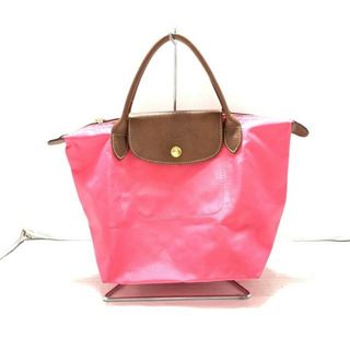 ロンシャン(LONGCHAMP)のLONGCHAMP(ロンシャン) ハンドバッグ ル・プリアージュオリジナル ピンク×ダークブラウン 折りたたみ ナイロン×レザー(ハンドバッグ)