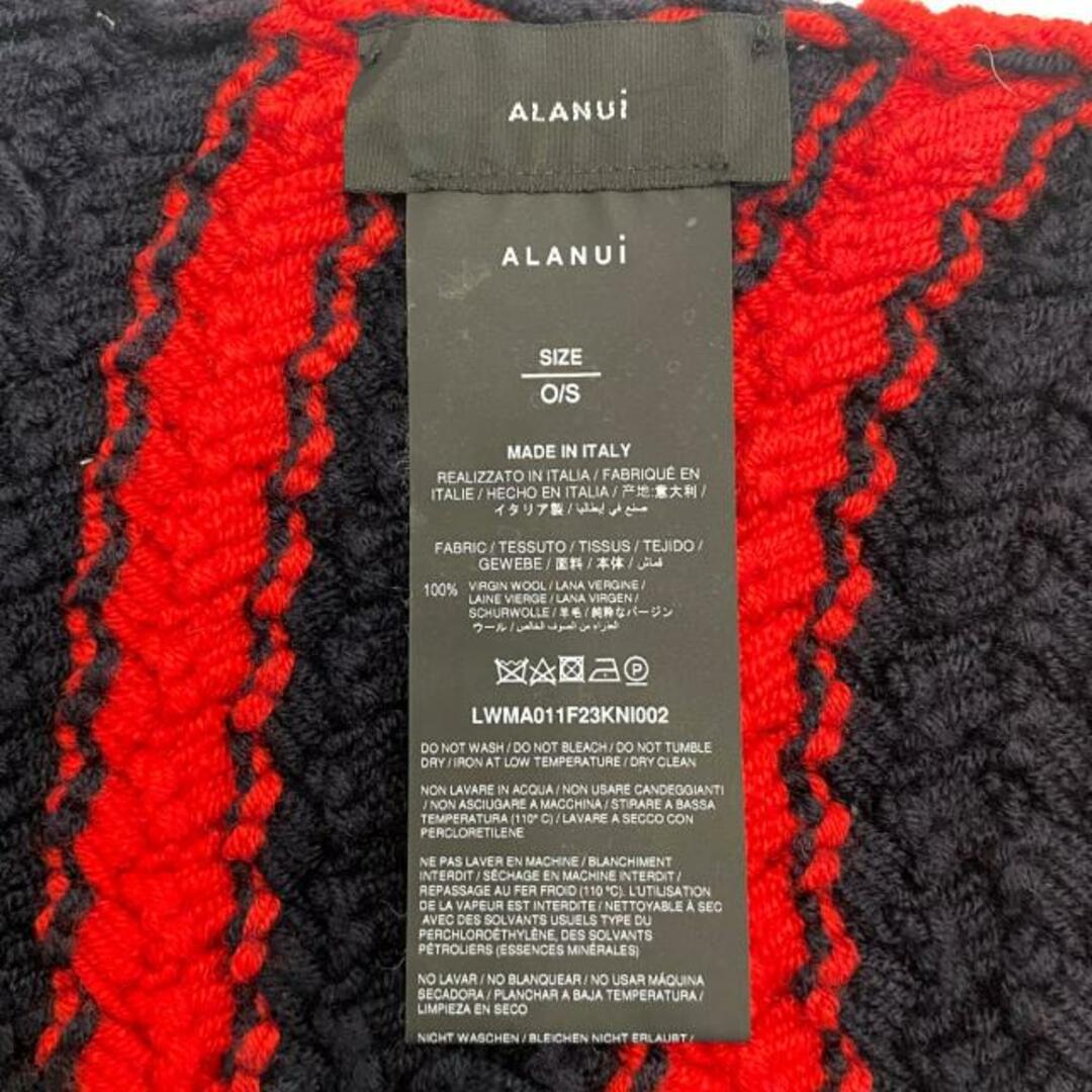 ALANUI(アラヌイ) マフラー美品  - ダークネイビー×レッド ボーダー ウール レディースのファッション小物(マフラー/ショール)の商品写真