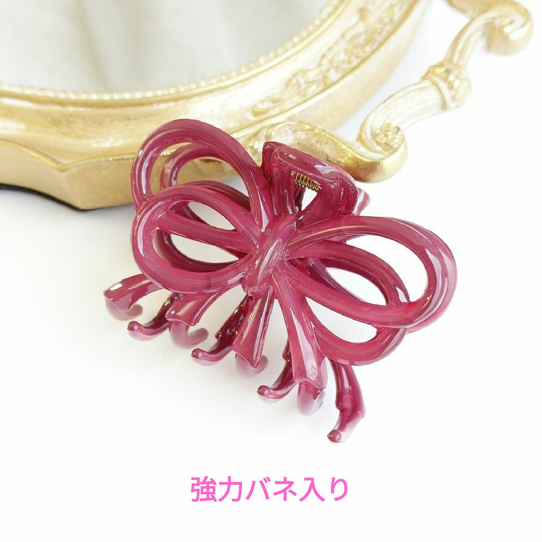 ♡新品♡バンスクリップ♪リボン/ボルドー/ルビーカラー レディースのヘアアクセサリー(バレッタ/ヘアクリップ)の商品写真