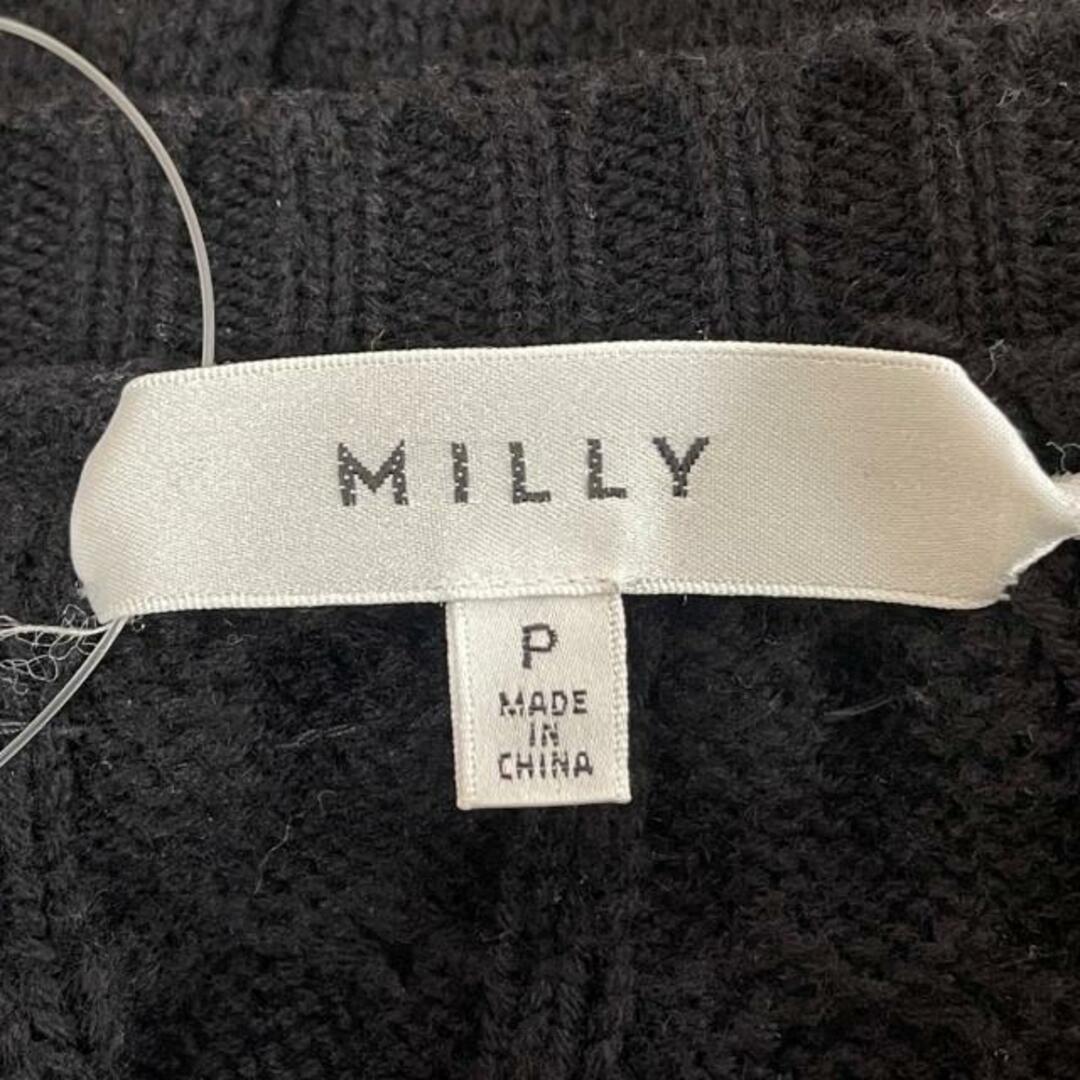 Milly(ミリー)のMILLY(ミリー) 長袖セーター サイズP M レディース - 黒 クルーネック/ビジュー レディースのトップス(ニット/セーター)の商品写真