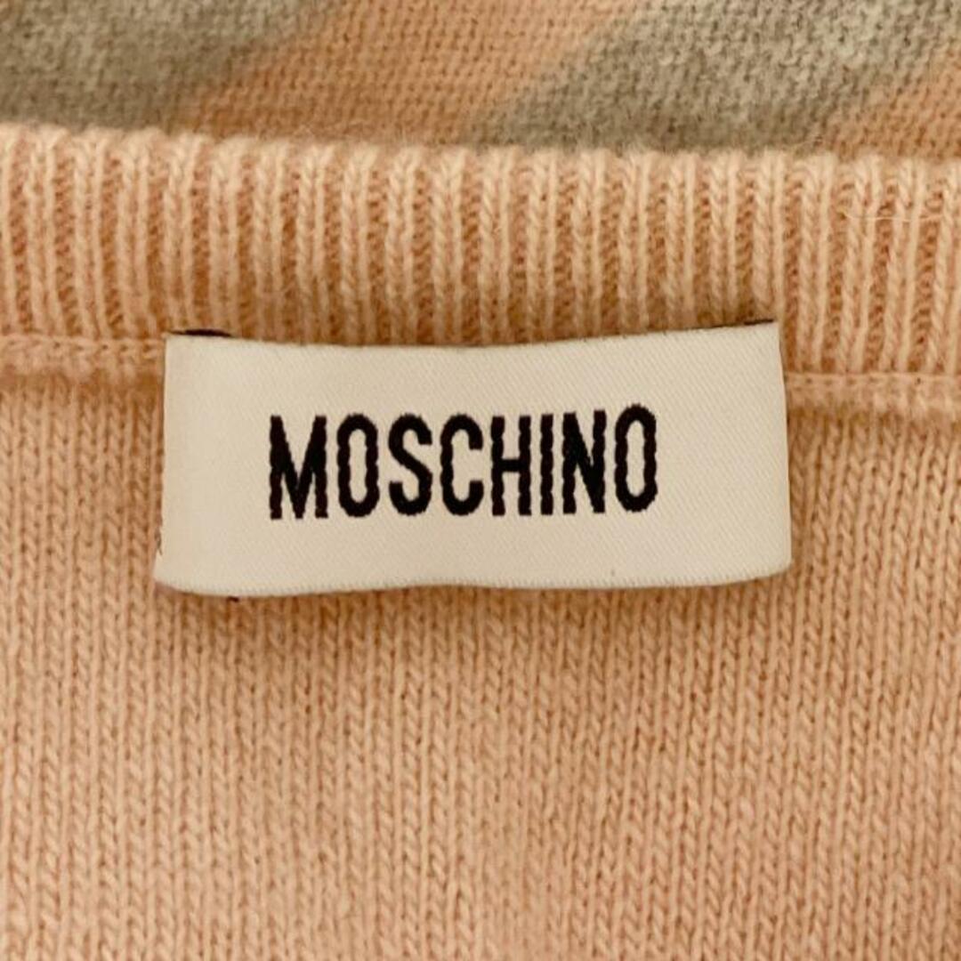 MOSCHINO(モスキーノ)のMOSCHINO(モスキーノ) カーディガン サイズ44 L レディース - ピンク×グレー×レッド 長袖/ボーダー/ラインストーン レディースのトップス(カーディガン)の商品写真