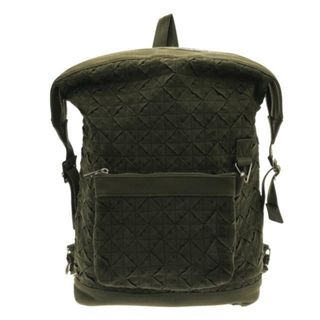 ボッテガヴェネタ(Bottega Veneta)のBOTTEGA VENETA(ボッテガヴェネタ) リュックサック美品  ウェビング イントレチャート バックパック 658972 カーキ ナイロン(リュック/バックパック)