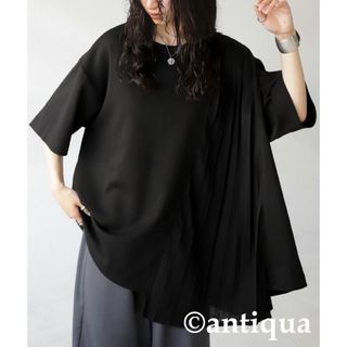 アンティカ(antiqua)のアンティカ  プリーツドッキングTシャツ(Tシャツ(半袖/袖なし))