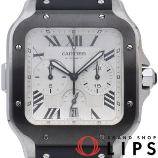 カルティエ(Cartier)のカルティエ サントス ドゥ カルティエ クロノグラフ ウォッチ XL Santos De Cartier Chronograph XL WSSA0017 箱 保証書 SS/ラバー メンズ時計 シルバー 仕上げ済 美品 【中古】(その他)