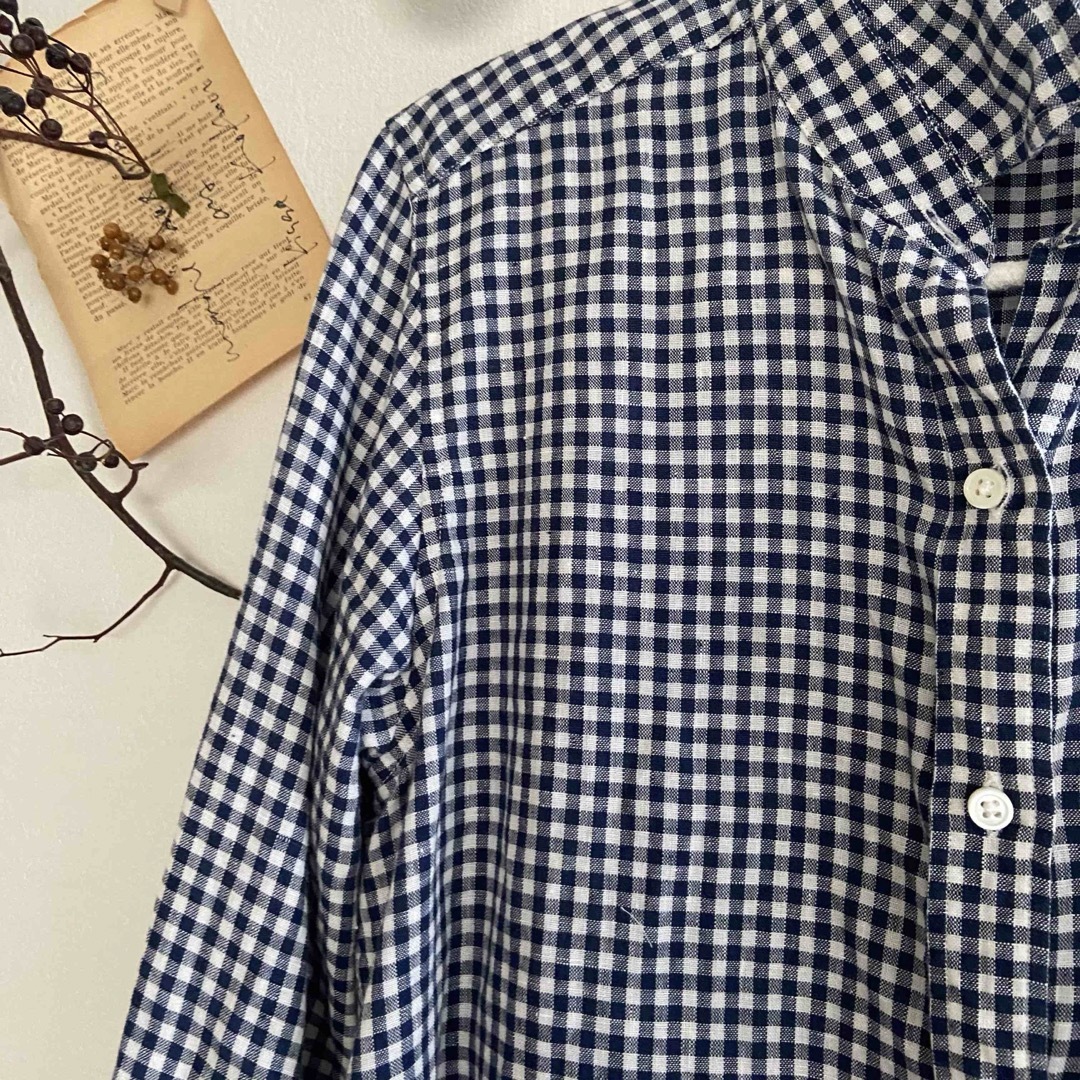 リネンチェックシャツ レディースのトップス(シャツ/ブラウス(長袖/七分))の商品写真