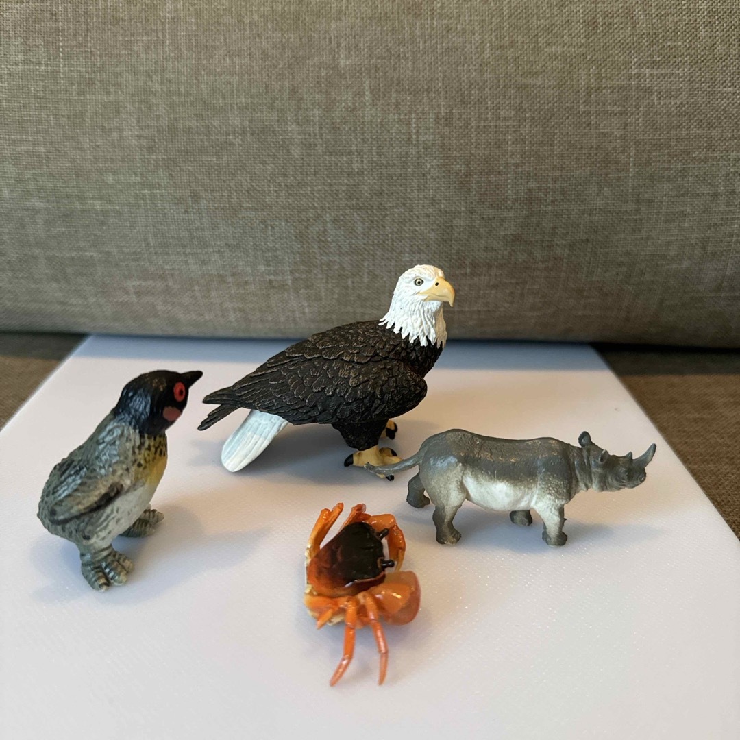 ハクトウワシ、ペンギン、クロサイ、サワガニ ハンドメイドのおもちゃ(フィギュア)の商品写真