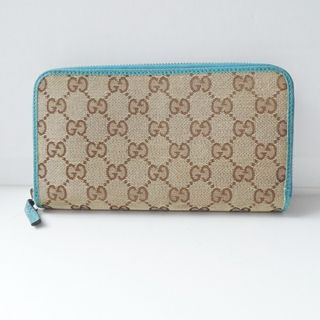 グッチ(Gucci)のGUCCI(グッチ) 長財布 GG柄 363423 ベージュ×ダークブラウン×ライトブルー ジャガード×レザー(財布)