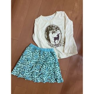 フェリシモ(FELISSIMO)のフェリシモ　 長袖　花柄スカート風パンツ　セット　110(Tシャツ/カットソー)