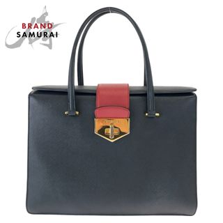 プラダ(PRADA)のPRADA プラダ サフィアーノ ブラック 黒 レッド 赤 ゴールド金具 レザー B2725C ハンドバッグ トートバッグ レディース 405616 【中古】(ハンドバッグ)