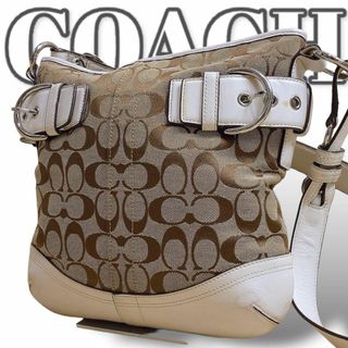 コーチ(COACH)のCOACHコーチ ショルダーバッグ 斜めがけ レザー キャンバス ベージュ(ショルダーバッグ)