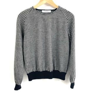 マックスマーラ(Max Mara)のMax Mara(マックスマーラ) 長袖カットソー サイズ38 S レディース美品  - アイボリー×黒 クルーネック/千鳥格子柄(カットソー(長袖/七分))