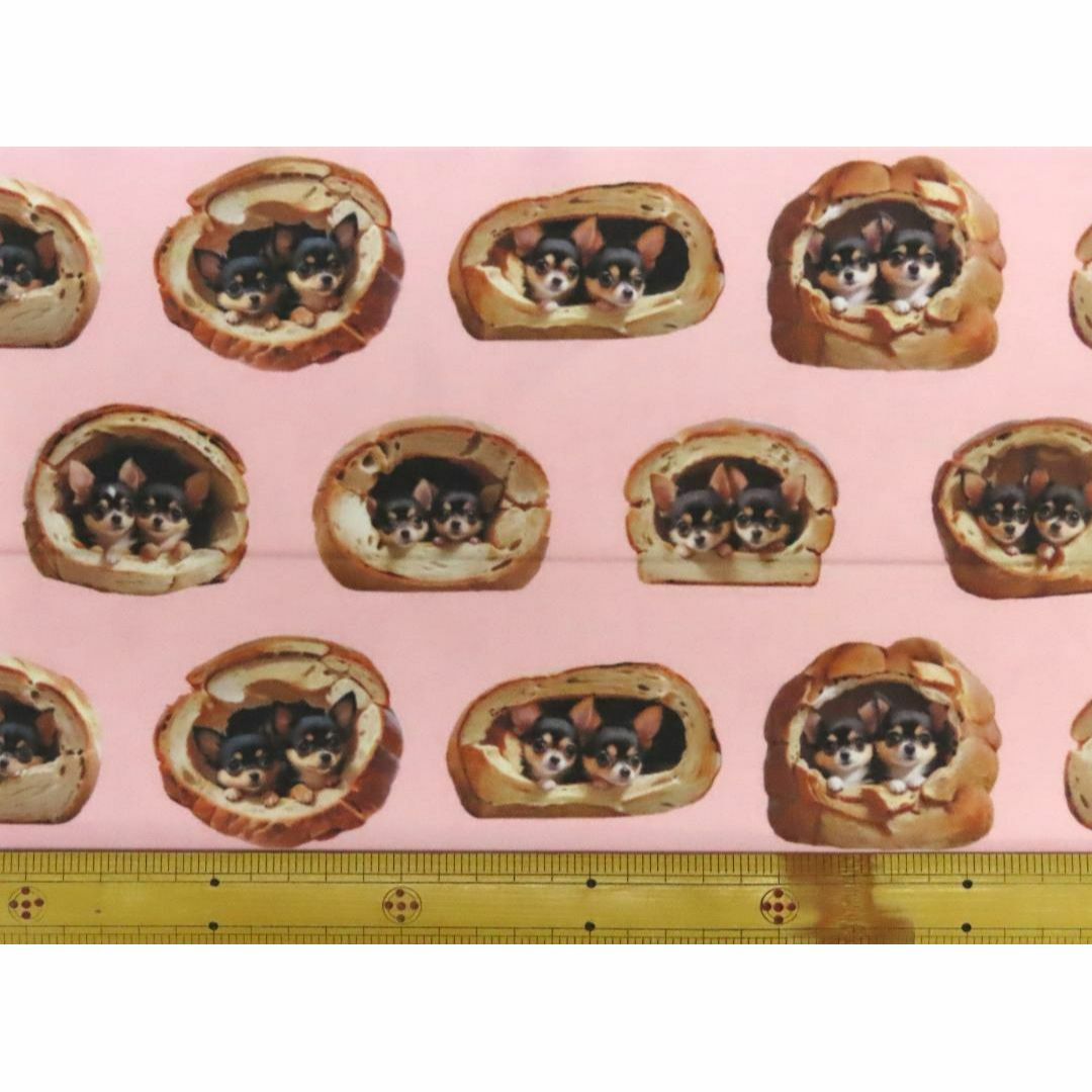 【ゆきちゃん限定】X1740-1　チワワ　ロングコート　パン　ピンク　布　1m ハンドメイドの素材/材料(生地/糸)の商品写真