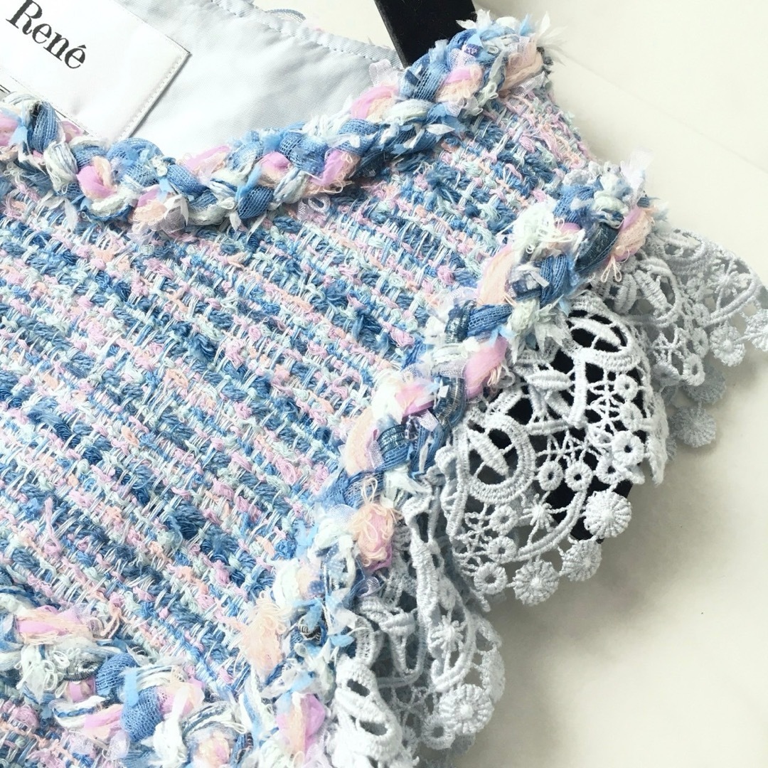 美品 Rene ルネ 最高峰 マリアケント ツイード レース ワンピース 美品 Rene ルネ 最高峰 マリアケント ツイード レース ワンピース