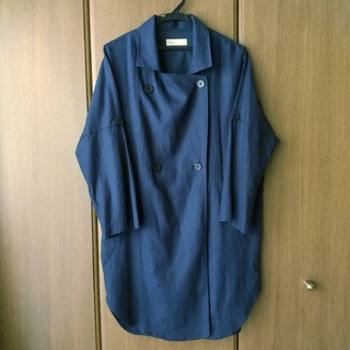 セポ(CEPO)のスプリングコート  シャツコート  麻混  薄手  藍色  Mサイズ(スプリングコート)