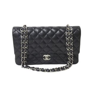 シャネル(CHANEL)の極美品 CHANEL マトラッセWフラップチェーンショルダー 23番台 25cm ショルダーバッグ ブラック シルバー金具 ラムスキン 中古 63486(ショルダーバッグ)