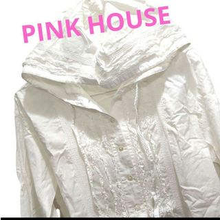 PINK HOUSE - 【希少品】 PINKHOUSE　フリル　白シャツ　ピンクハウス　ブラウス　フード