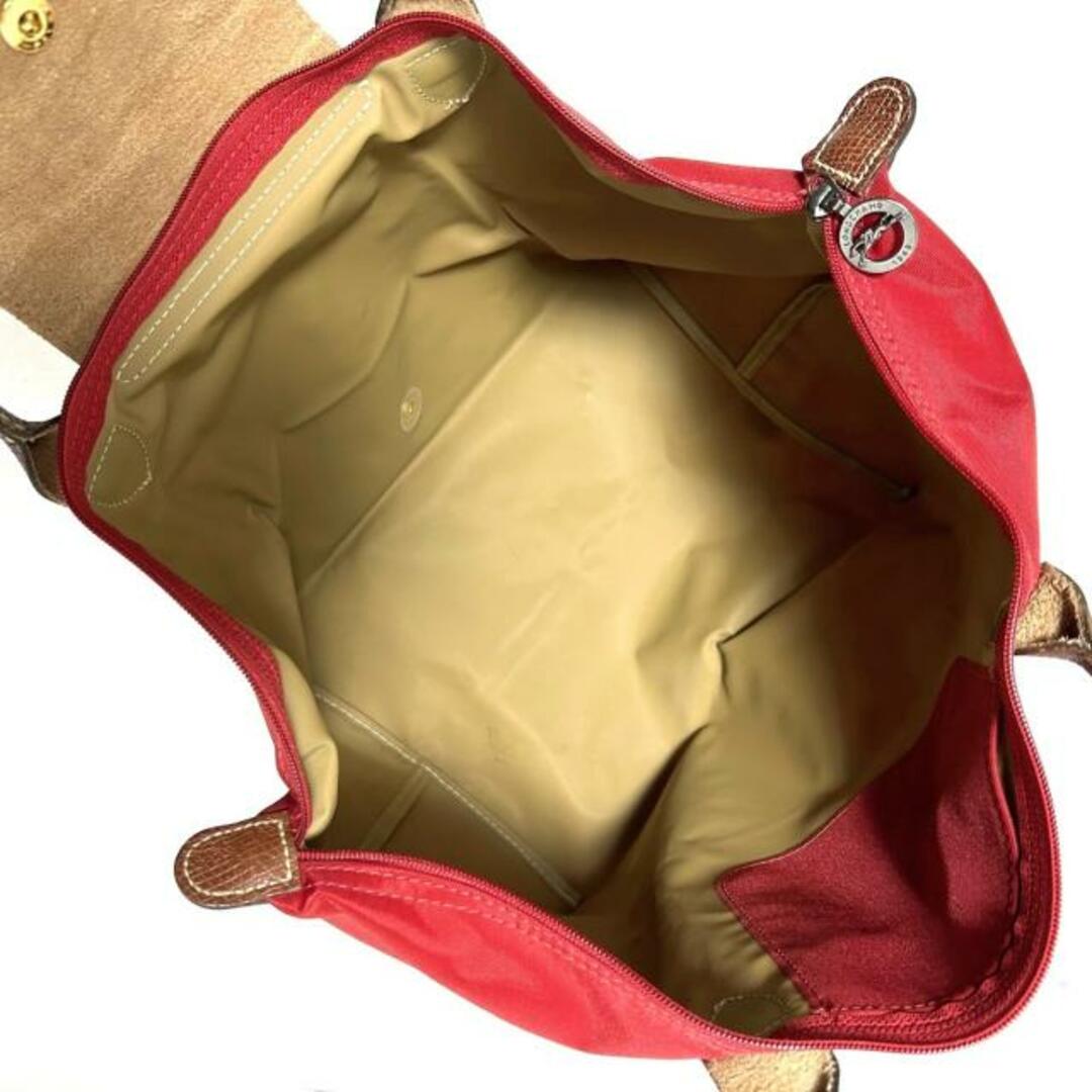 LONGCHAMP(ロンシャン)のLONGCHAMP(ロンシャン) ハンドバッグ美品  ル・プリアージュオリジナル レッド×ブラウン 折りたたみ ナイロン×レザー レディースのバッグ(ハンドバッグ)の商品写真