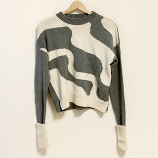 ジルサンダー(Jil Sander)のJILSANDER(ジルサンダー) 長袖セーター サイズS レディース - JDH635C グレー×アイボリー クルーネック/ショート丈/NAVY ウール(ニット/セーター)