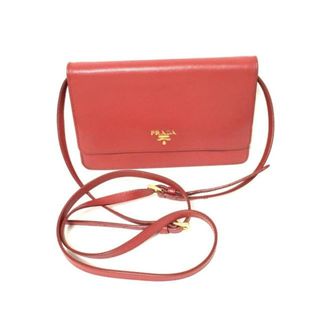 プラダ(PRADA)のPRADA(プラダ) 財布 - レッド ショルダーウォレット/ストラップ着脱可 サフィアーノレザー(財布)