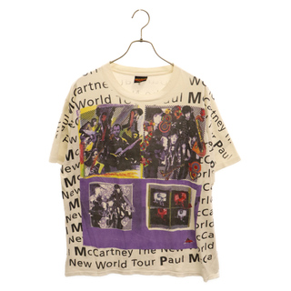 VINTAGE ヴィンテージ 90s Paul McCartney ポールマッカートニー ビートルズ ツアー 大判プリント 半袖Tシャツ カットソー パープル/ホワイト(Tシャツ/カットソー(半袖/袖なし))