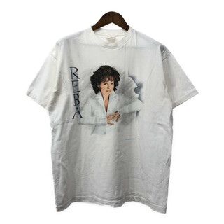 90年代 USA製 CRONIES Reba McEntire リーバ・マッキンタイア 半袖Ｔシャツ ホワイト (メンズ XL) 中古 古着 Q6048(Tシャツ/カットソー(半袖/袖なし))
