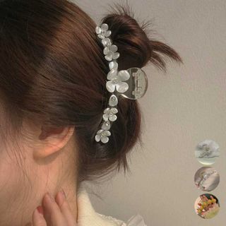 樹脂 ヘアクリップ 大人っぽい まとめ髪 お洒落花 バンスクリップ 大きめ 髪留(バレッタ/ヘアクリップ)