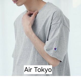 チャンピオン(Champion)のMグレー　ベーシック オーバーサイズ 半袖 クルーネック Tシャツ ワッペン(Tシャツ/カットソー(半袖/袖なし))