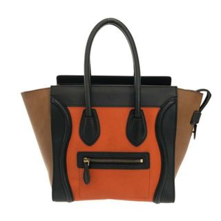 セリーヌ(celine)のCELINE(セリーヌ) ハンドバッグ ラゲージマイクロショッパー オレンジ×黒×ブラウン レザー(ハンドバッグ)