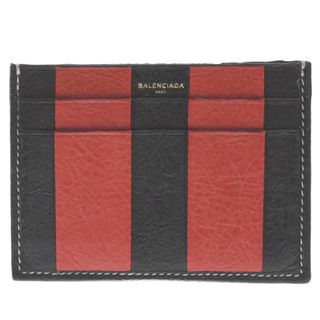 バレンシアガ(Balenciaga)のBALENCIAGA バレンシアガ マルチストライプ カードケース ブラック/レッド 485059(名刺入れ/定期入れ)