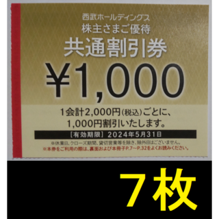 西武 株主優待 共通割引券 7000円分 2024年5月期限(その他)