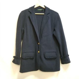 RalphLauren(ラルフローレン) ジャケット サイズL レディース美品  - ダークネイビー 長袖/ニット/フリル/春/秋