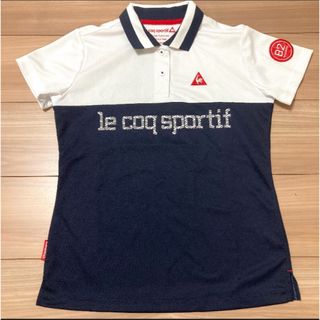 ルコックスポルティフ(le coq sportif)のルコック  ハーフジップ半袖ゴルフシャツ　M レディースゴルフウェア　半袖シャツ(ウエア)