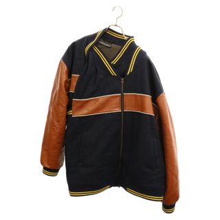 Y/PROJECT ワイプロジェクト 21AW DOUBLE STRIPE BOMBER ダブルストライプボンバージャケット スタジャン レイヤード アシンメトリー ネイビー ブラウン(スタジャン)