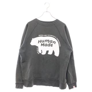 ヒューマンメイド(HUMAN MADE)のHUMAN MADE ヒューマンメイド 22AW RAGLAN CREW NECK SWEATSHIRT クルーネックスウェットトレーナー 白熊 ブラック(スウェット)