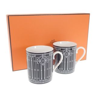 エルメス(Hermes)の【中古】【Sランク】HERMES エルメス アッシュデコ H DECO Hデコ マグカップ ペアカップ 2客セット 食器 洋食器 ポーセリン 磁器 ブラック【ISEYA】(その他)