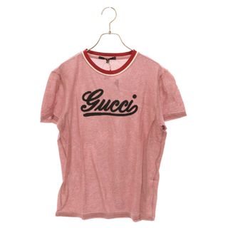 グッチ(Gucci)のGUCCI グッチ 194510 X3262 ロゴ刺繍ボーダー半袖Tシャツカットソー レッド(Tシャツ/カットソー(半袖/袖なし))