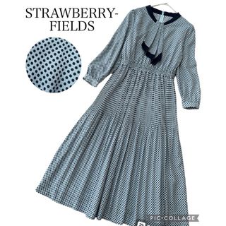 ストロベリーフィールズ(STRAWBERRY-FIELDS)のストロベリーフィールズ　スカーフタイ付き2wayドットワンピース　ボウタイ(ロングワンピース/マキシワンピース)