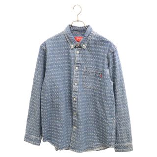 Supreme - SUPREME シュプリーム 20SS Jacquard Logos Denim Shirt ジャガード ロゴ総柄 長袖デニムシャツ インディゴブルー