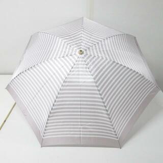 アクアスキュータム(AQUA SCUTUM)のAquascutum(アクアスキュータム) 折りたたみ傘美品  - ライトピンク×白 ボーダー 化学繊維(傘)