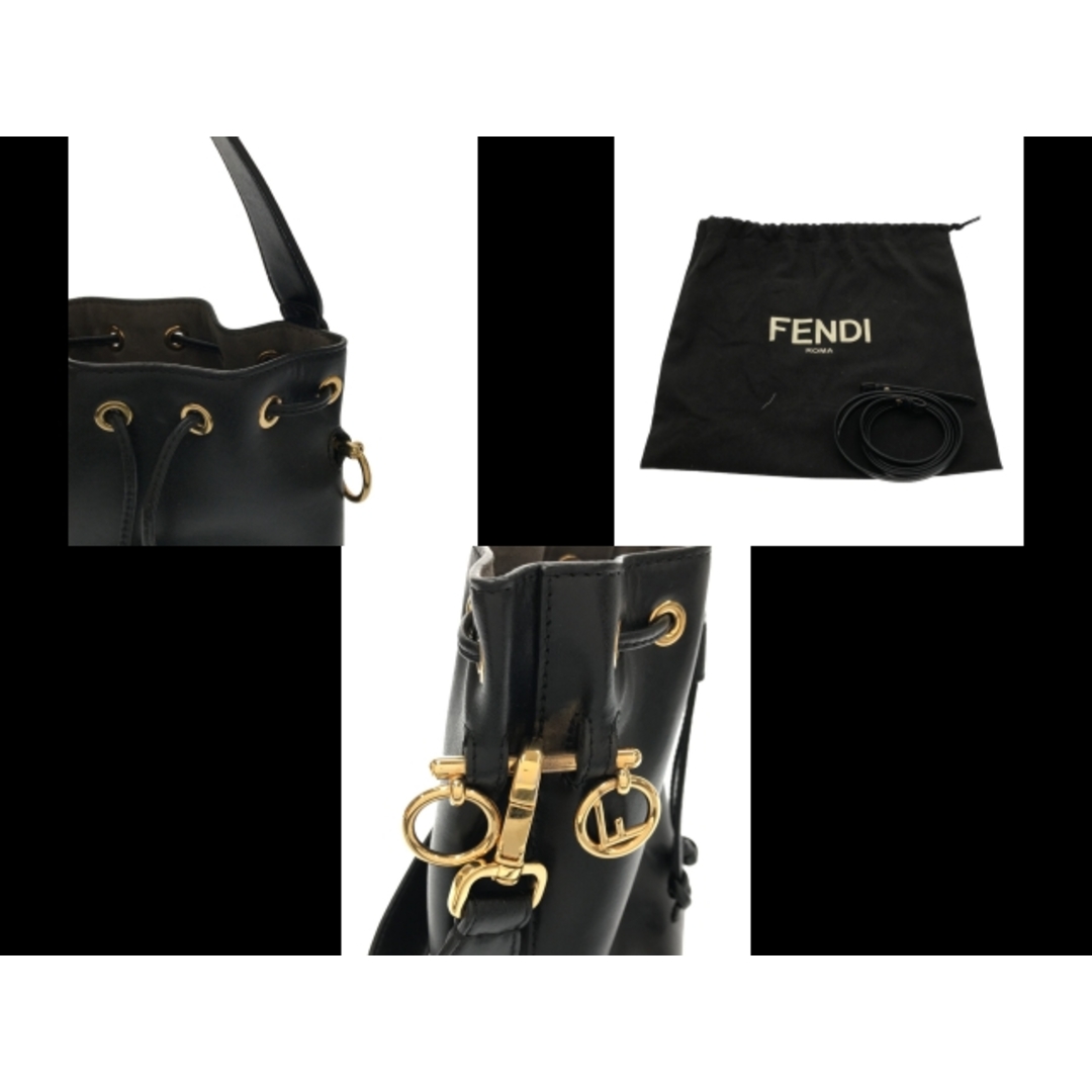 FENDI(フェンディ)のFENDI(フェンディ) ハンドバッグ ミニ モントレゾール 8BS010 黒 巾着型/ミニバッグ レザー レディースのバッグ(ハンドバッグ)の商品写真