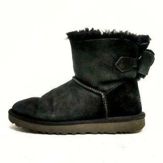 アグ(UGG)のUGG(アグ) ショートブーツ 24 レディース ナベア 1012808 黒 リボン ムートン(ブーツ)