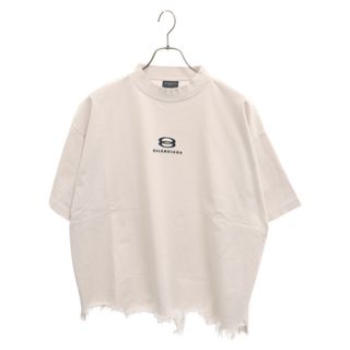 バレンシアガ(Balenciaga)のBALENCIAGA バレンシアガ 24SS UNITY SPORTS ICON CROPPED スポーツアイコン裾ダメージクロップド クルーネック半袖Tシャツ ホワイト(Tシャツ/カットソー(半袖/袖なし))