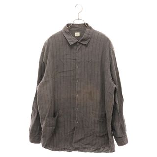 GOLD ゴールド LINEN BROAD STRIPE REGULAR COLLAR BI リネン ボーダー ストライプ レギュラー カラー 長袖シャツ グレー GL28049(シャツ)