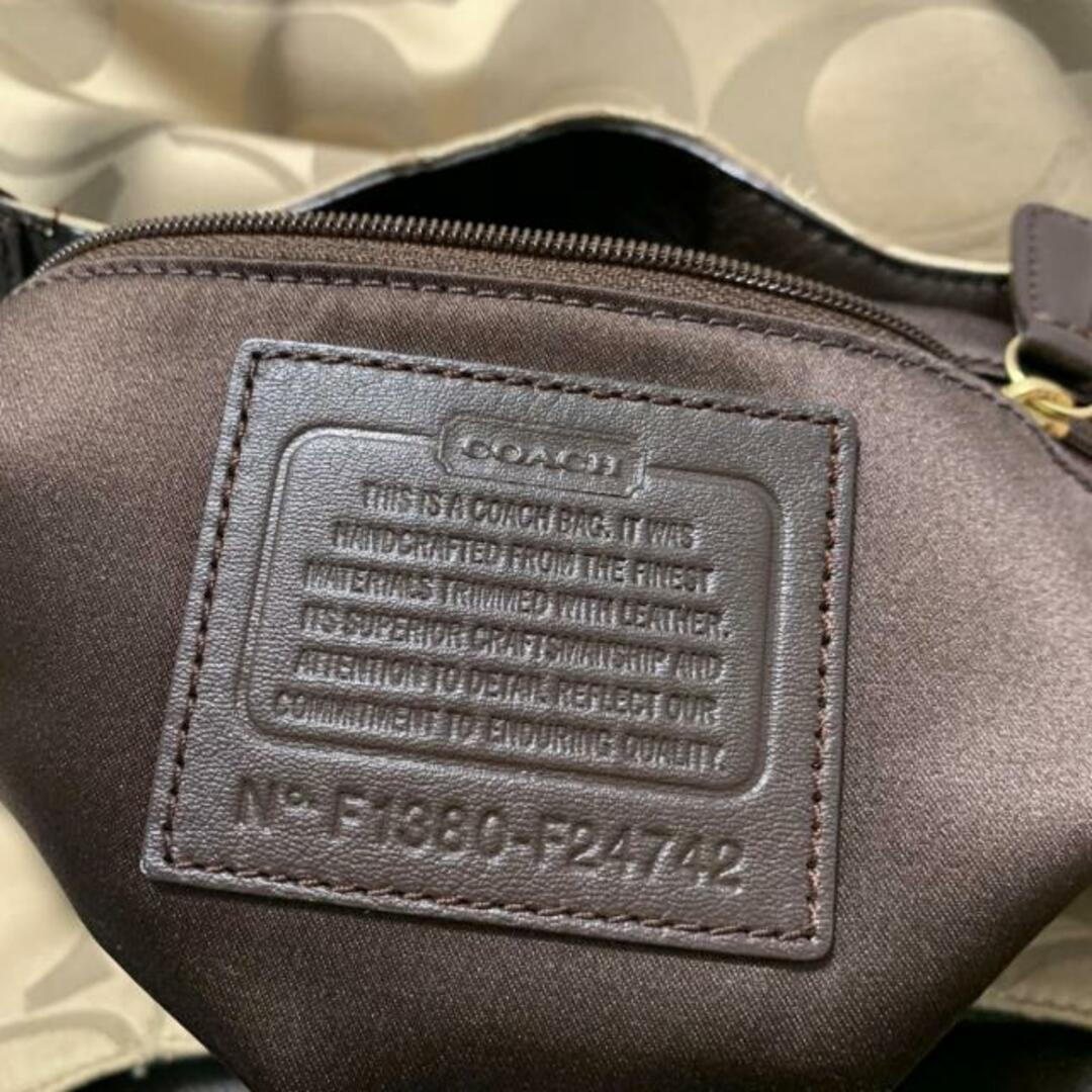 COACH(コーチ)のCOACH(コーチ) ショルダーバッグ美品  キャンベルシグネチャーホーボー F24742 ベージュ×ダークブラウン ジャガード×レザー レディースのバッグ(ショルダーバッグ)の商品写真