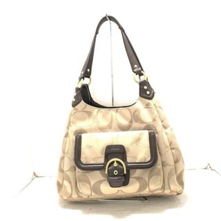 コーチ(COACH)のCOACH(コーチ) ショルダーバッグ美品  キャンベルシグネチャーホーボー F24742 ベージュ×ダークブラウン ジャガード×レザー(ショルダーバッグ)