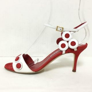 マノロブラニク(MANOLO BLAHNIK)のMANOLO BLAHNIK(マノロブラニク) サンダル 35 1/2 レディース - 白×レッド レザー×スエード(サンダル)