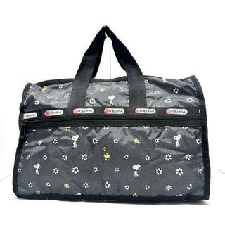 レスポートサック(LeSportsac)のLESPORTSAC(レスポートサック) ボストンバッグ - 黒×グレー×マルチ 花柄/本体ロックなし/PEANUTSコラボ レスポナイロン(ボストンバッグ)