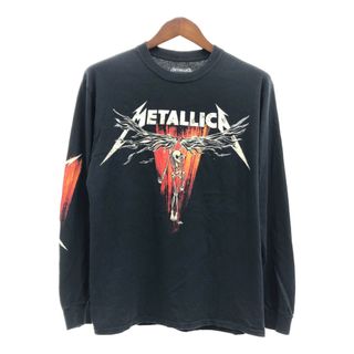 METALLICA メタリカ 長袖Ｔシャツ バンドT 袖プリント ブラック (メンズ M) 中古 古着 Q6061(Tシャツ/カットソー(半袖/袖なし))